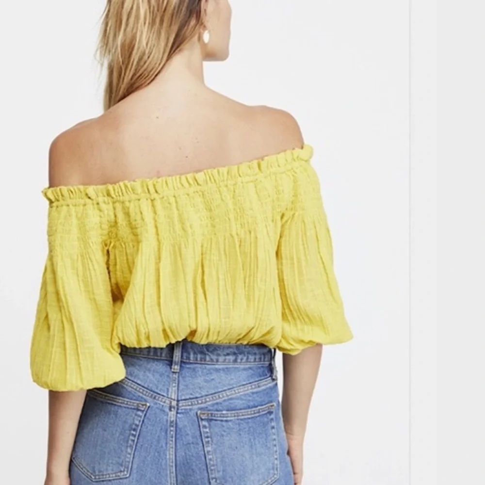Free People Dancing til Dawn off the shoulder top in citrus honey.NWT. Retail 78
